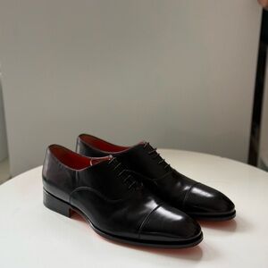 Santoni Black Leather Oxfords